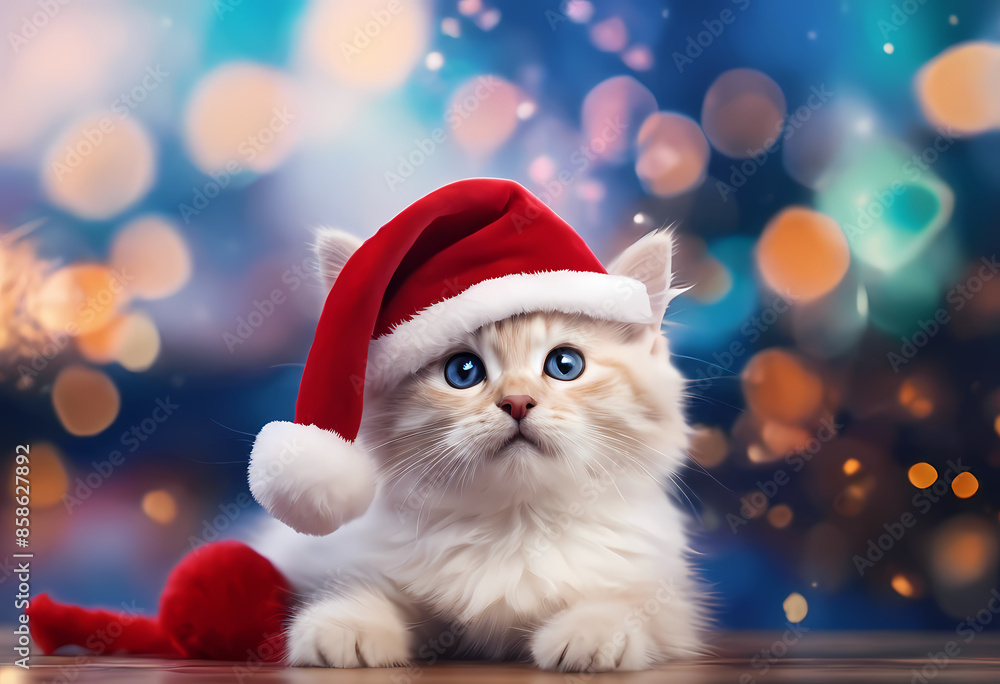 cat in santa claus hat cat in santa claus hat