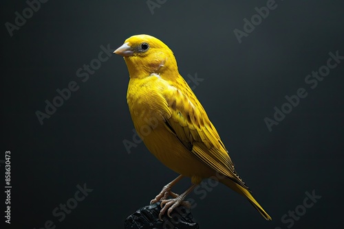Canary bird perched in yellow softbox © Ruslan