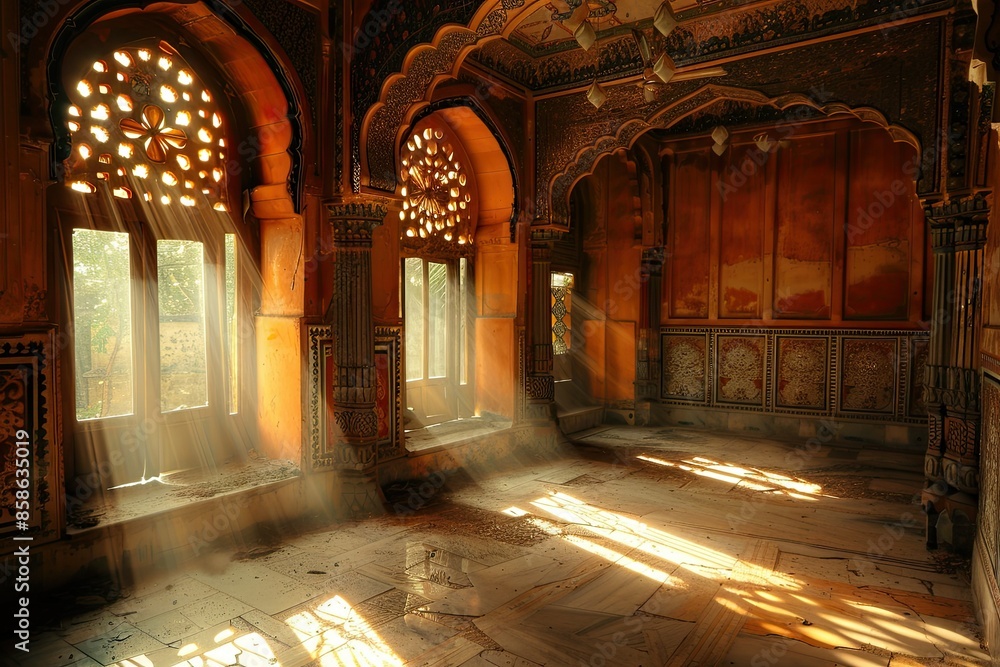 Obraz premium Sunlight through old Arabian architecture