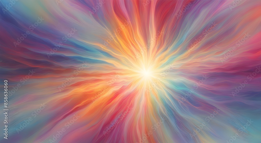 Obraz premium A colorful painting of a sun with a rainbow surrounding it