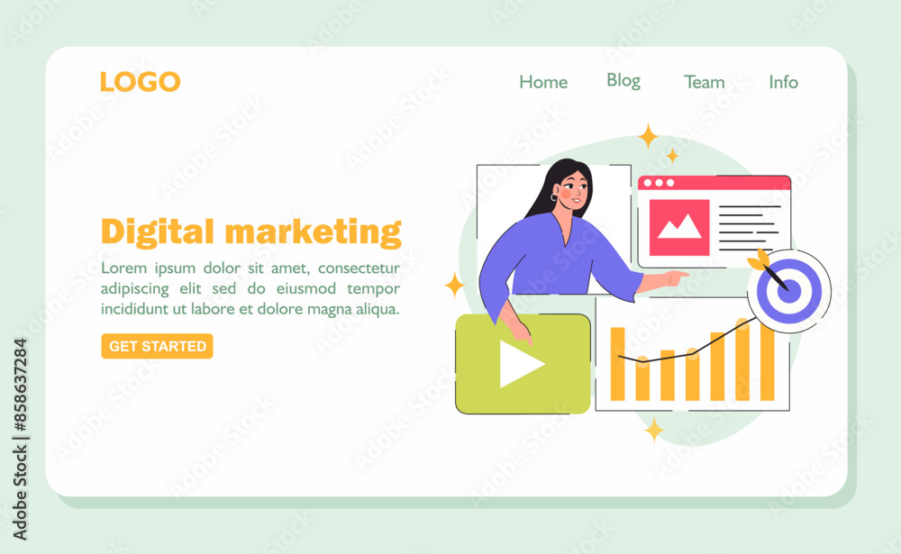 Digital marketing concept banner. Flat vector illustration. Digital marketing concept banner. Flat vector illustration.