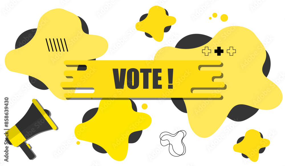 Vector banner. Megaphone with vote speech bubble. Loudspeaker. Banner for business, marketing. Banner design vector illustration. Vector banner. Megaphone with vote speech bubble. Loudspeaker. Banner for business, marketing. Banner design vector illustration.