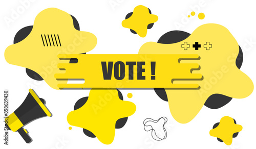 Vector banner. Megaphone with vote speech bubble. Loudspeaker. Banner for business, marketing. Banner design vector illustration.