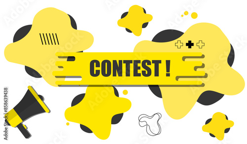 Vector banner. Megaphone with contest speech bubble. Loudspeaker. Banner for business, marketing. Banner design vector illustration.