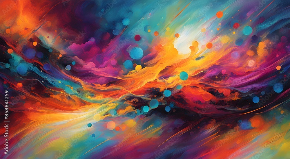A painting of a colorful, swirling sky with many different colors and shapes A painting of a colorful, swirling sky with many different colors and shapes