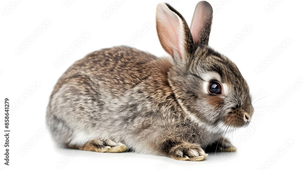 Rabbit , 4 months old, sitting against white background. Rabbit , 4 months old, sitting against white background.
