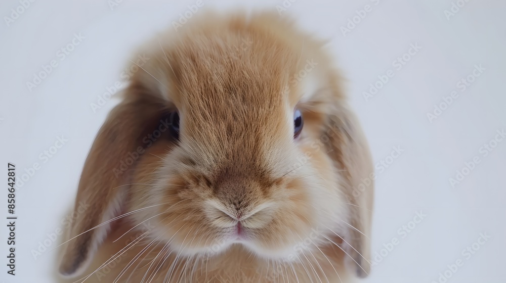 Rabbit , 4 months old, sitting against white background. Rabbit , 4 months old, sitting against white background.