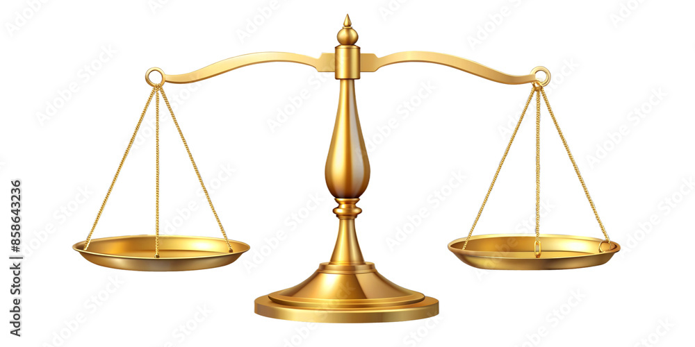 Golden Scales of Justice on Transparent Background Golden Scales of Justice on Transparent Background
