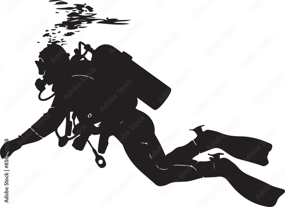 Scuba diving silhouette vector Scuba diving silhouette vector