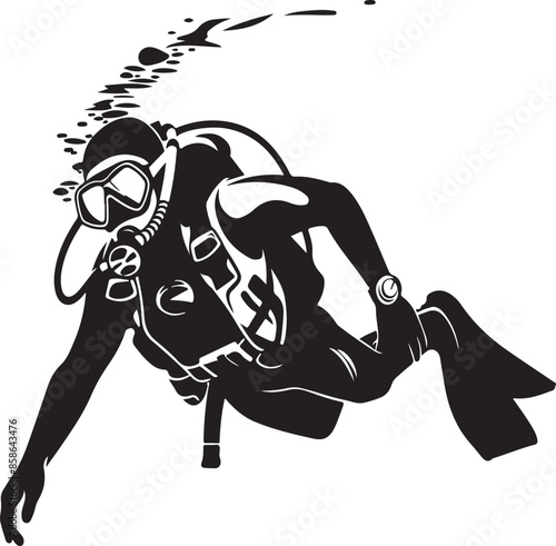 Scuba diving silhouette vector