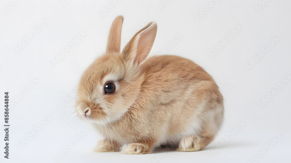 Rabbit , 4 months old, sitting against white background. Rabbit , 4 months old, sitting against white background.