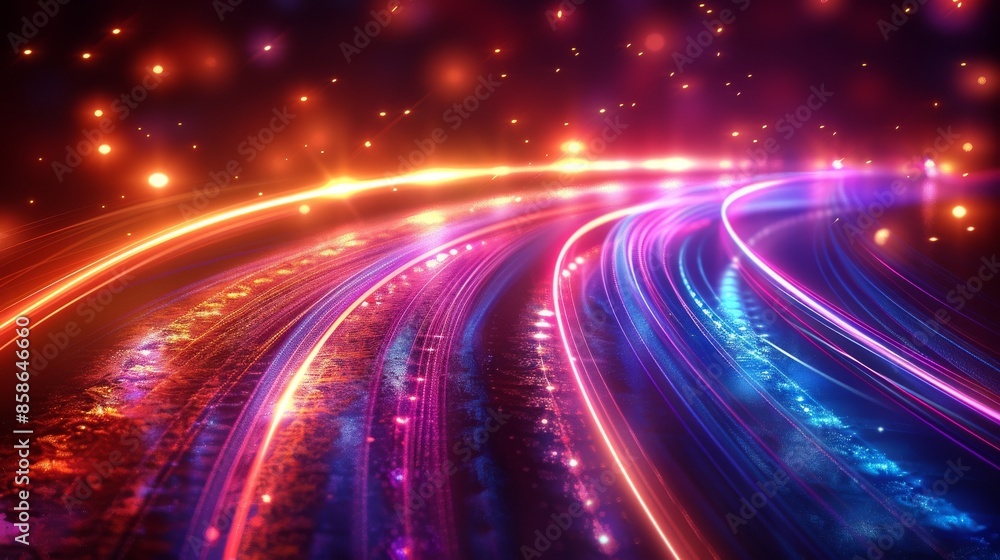 An abstract neon light background with blurs for speed. An abstract neon light background with blurs for speed.