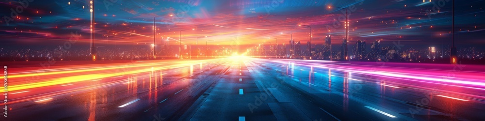 An abstract neon light background with blurs for speed. An abstract neon light background with blurs for speed.
