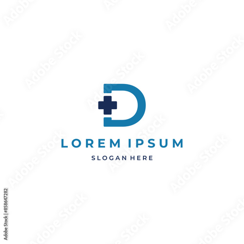 Initial D combine with health cross logo design on isolated background