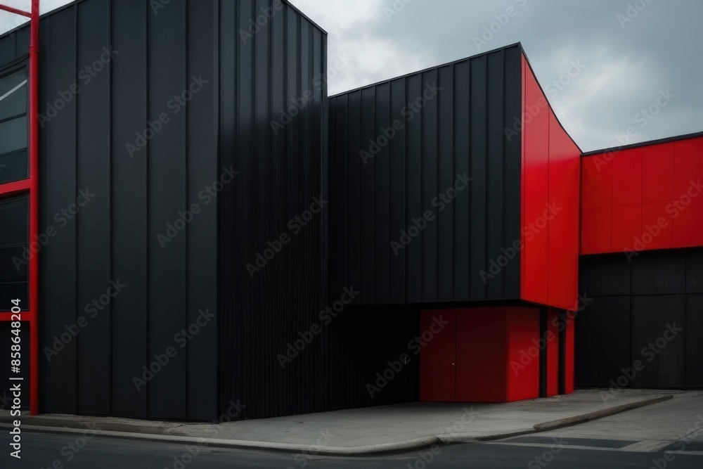 The black and red color building The black and red color building