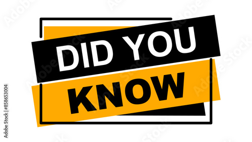 Did You Know Label, Banner Design with Question Mark Isolated on White and Transparent PNG. Vector Illustration