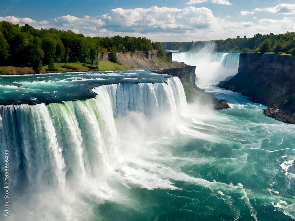 Fototapeta premium 캐나다 나이아가라 폭포 풍경, Niagara Falls, Canada