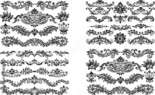 decoration design illustration border frame floral vector divider flourish ornament ornate vintage flower element swirl text wedding decorative set line