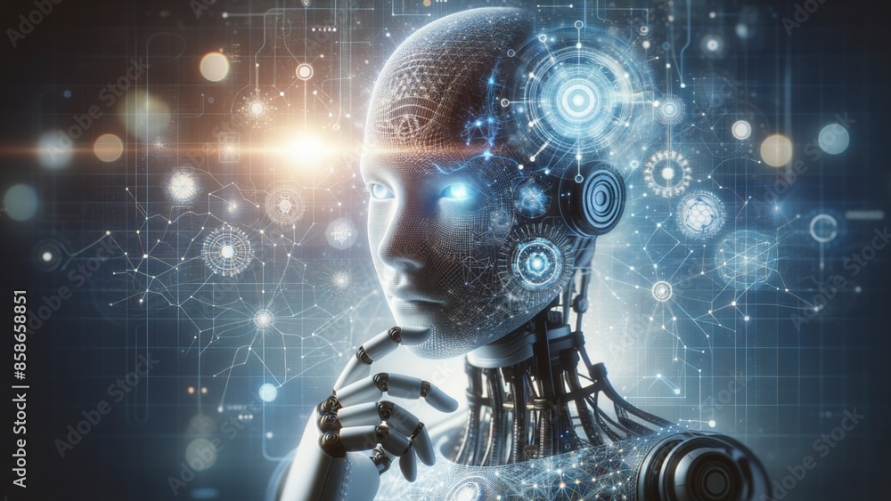 A Robot Thinking with Technology icons A Robot Thinking with Technology icons