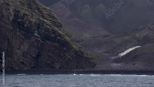 Antarctica Cruise Past Deception Island Thousands of Penguins Remote Beach Natural Environment photo