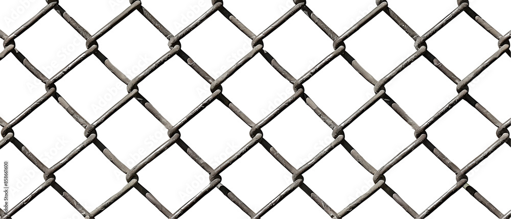 Fototapeta premium A chain link fence with a white background