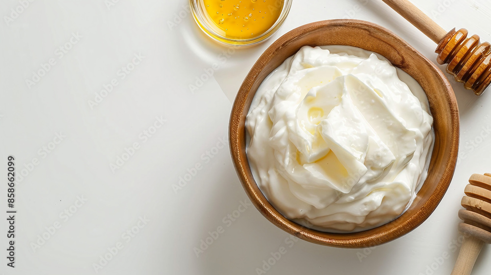 Delicious Yogurt and Honey Combination: Sweet and Creamy Treat Stock Photo Delicious Yogurt and Honey Combination: Sweet and Creamy Treat Stock Photo