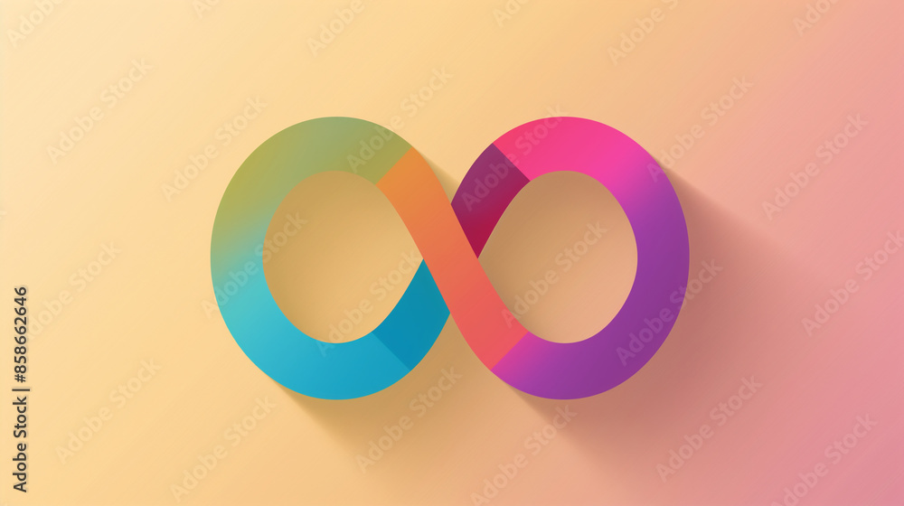 A flat design of a rainbow-colored infinity symbol, representing the limitless nature of identities, Intersectionality Awareness Month, flat design, with copy space A flat design of a rainbow-colored infinity symbol, representing the limitless nature of identities, Intersectionality Awareness Month, flat design, with copy space