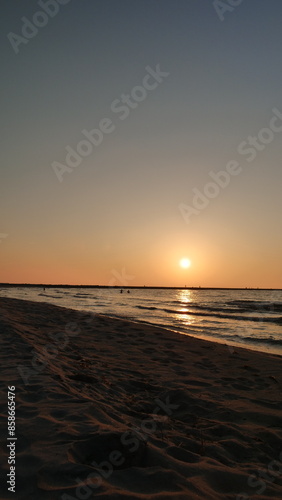 Evening view/sunset seen from the seaside (copy space)