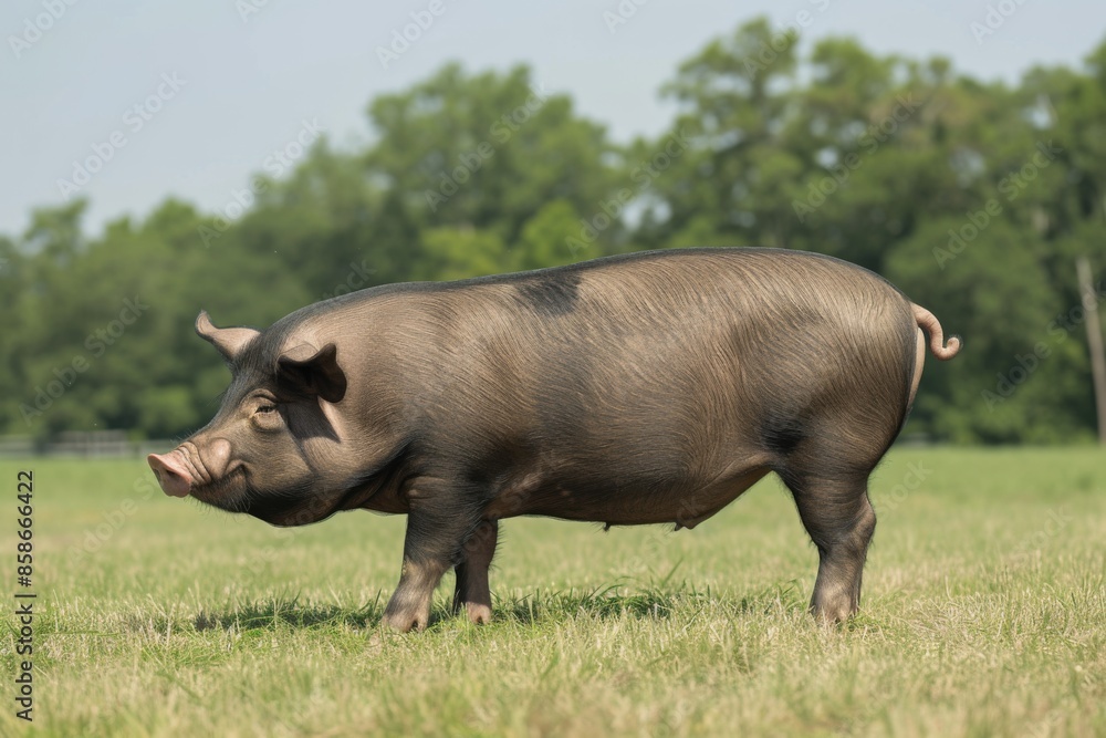 View from side body of a three Landrace pig standing on grass, Awe-inspiring, Full body shot ::2 Side Angle View View from side body of a three Landrace pig standing on grass, Awe-inspiring, Full body shot ::2 Side Angle View