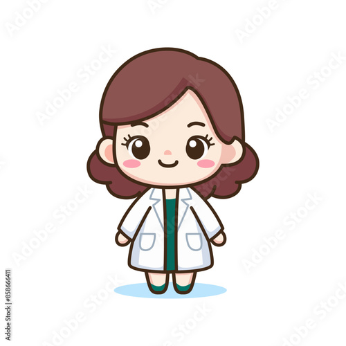 cute woman smart scientist cartoon character vector illustration template design