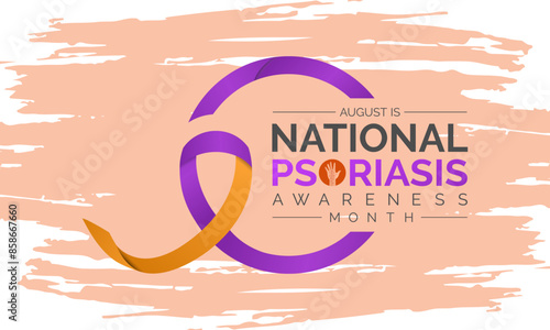 Vector illustration of Psoriasis awareness month is observed every year in August. Banner design template.