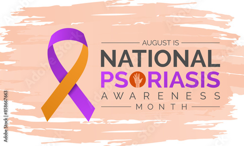 Vector illustration of Psoriasis awareness month is observed every year in August. Banner design template.