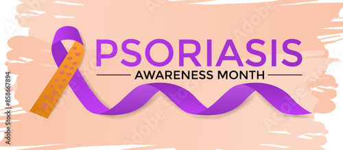 Vector illustration of Psoriasis awareness month is observed every year in August. Banner design template.