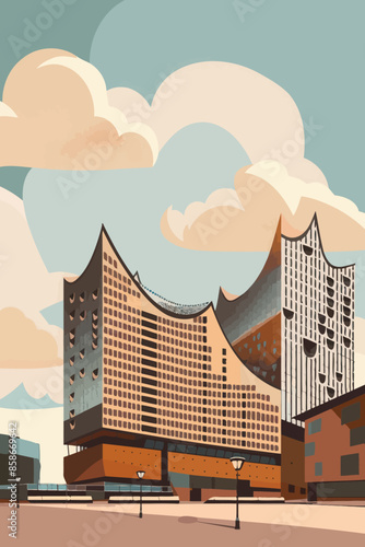 Modern Architectural Landmark with Curved Roof and Glass Facade