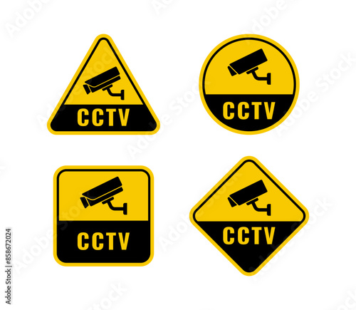CCTV security camera sticker vector isolated onwhite background.