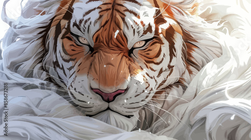 Stylized Tiger Portrait with Vivid Colors and Dramatic Lighting