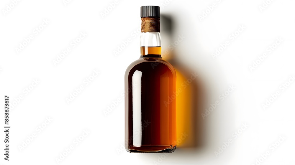 Bottle of amber color premium alcohol, isolated on white background. Ideal for mock-up of whisky, brandy, cognac or rum design.
Bottle of amber color premium alcohol, isolated on white background. Ideal for mock-up of whisky, brandy, cognac or rum design.