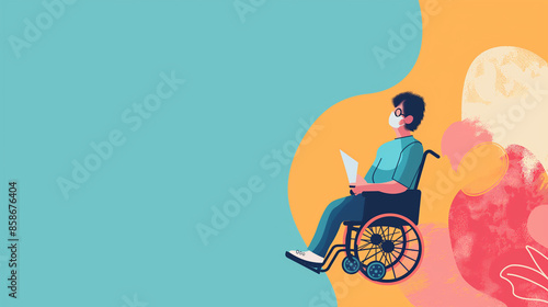 An illustration of a person using an augmentative and alternative communication device, Disability Pride Month, illustration, with copy space photo