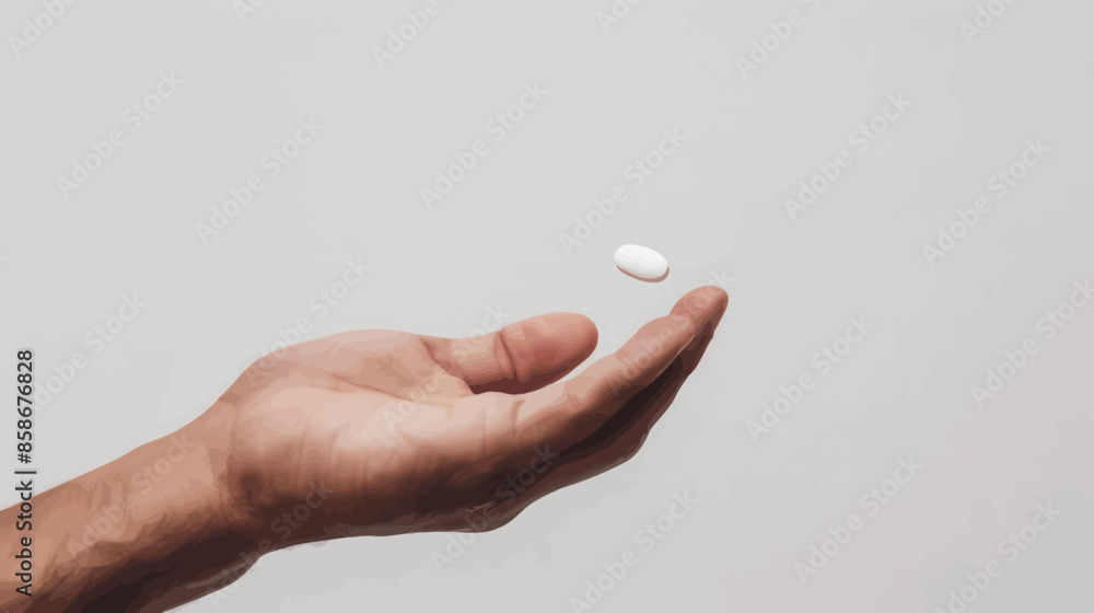 Hand Extending to Drop White Pill Hand Extending to Drop White Pill
