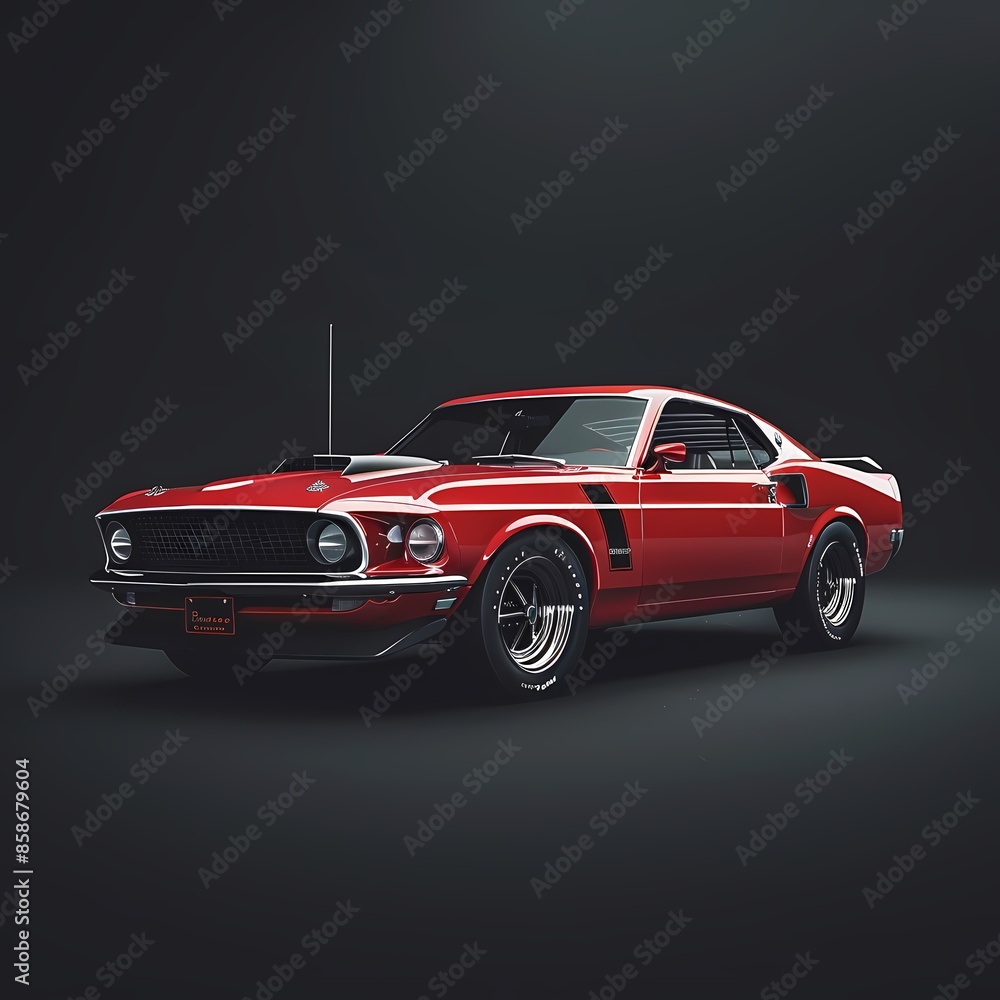 Fototapeta premium Mustang Boss 1969 Red nigth