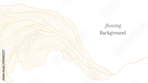 Abstract background, golden abstract wavy line art on white background