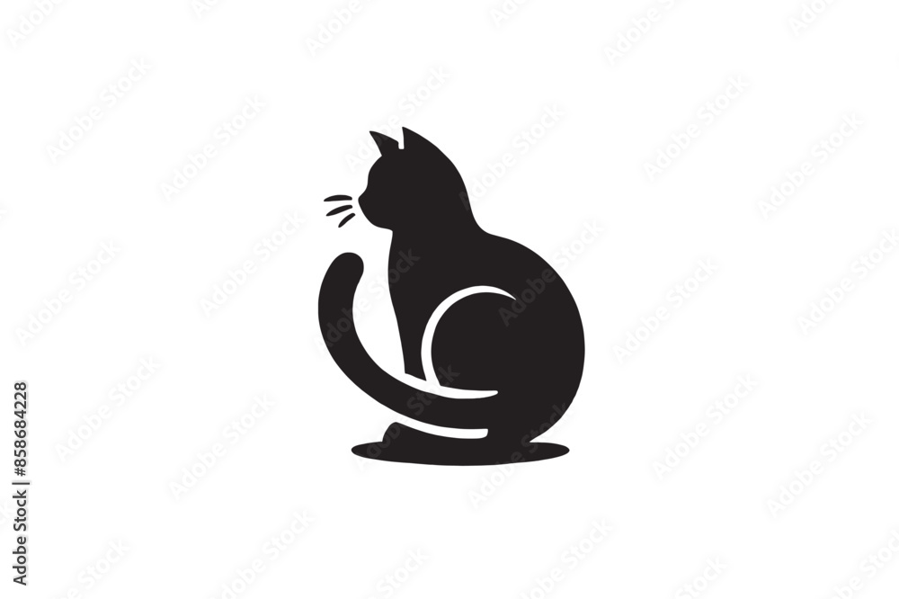 A black and white vector silhouette illustration of a Cat A black and white vector silhouette illustration of a Cat