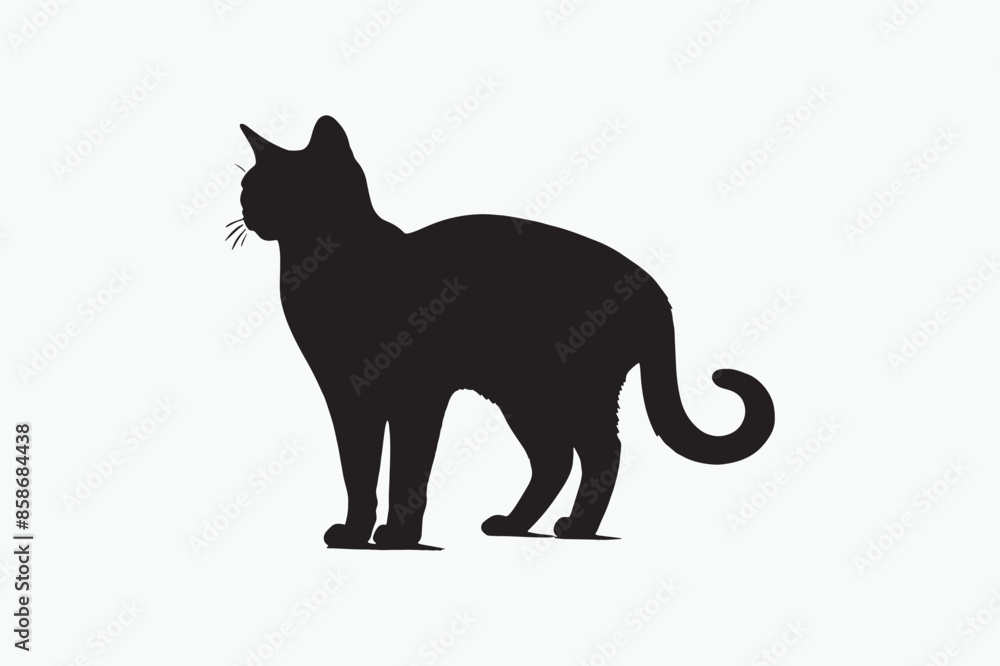 A black and white vector silhouette illustration of a Cat A black and white vector silhouette illustration of a Cat