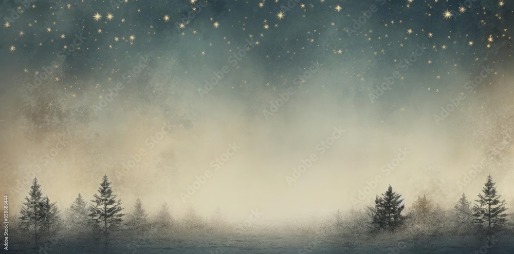 Naklejka premium christian christmas background featuring a variety of trees, including small and tall ones, set against a blue sky