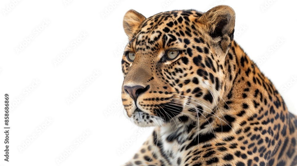 Leopard portrait against white background studio shot enhanced Leopard portrait against white background studio shot enhanced