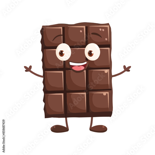 a cartoon chocolate bar with a smile face.
