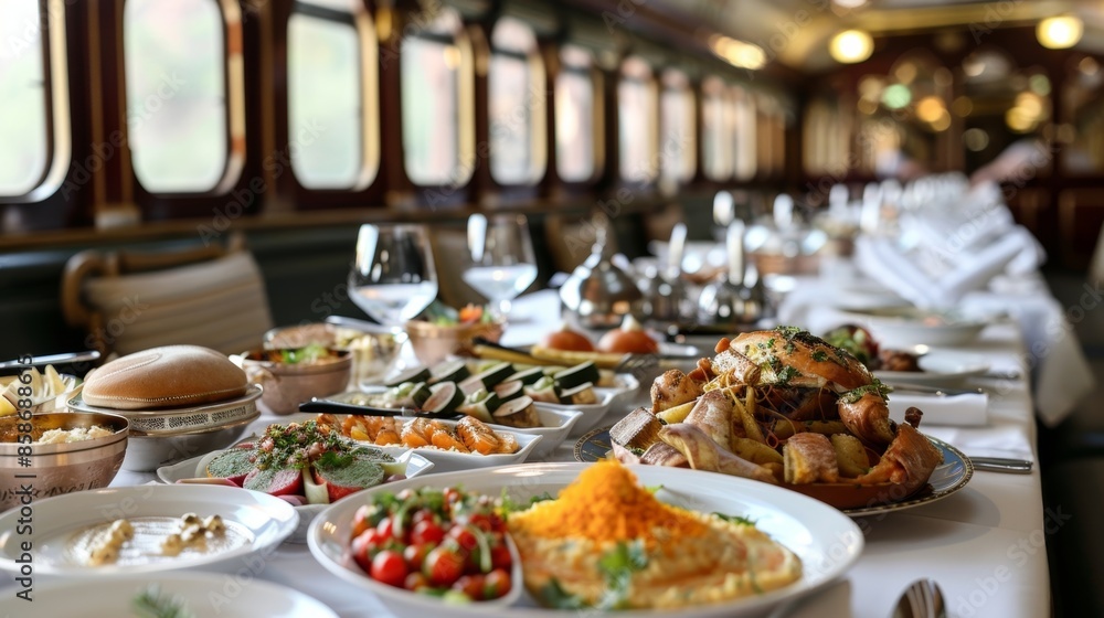 A symphony of different cuisines served to perfection on a luxury train. A symphony of different cuisines served to perfection on a luxury train.