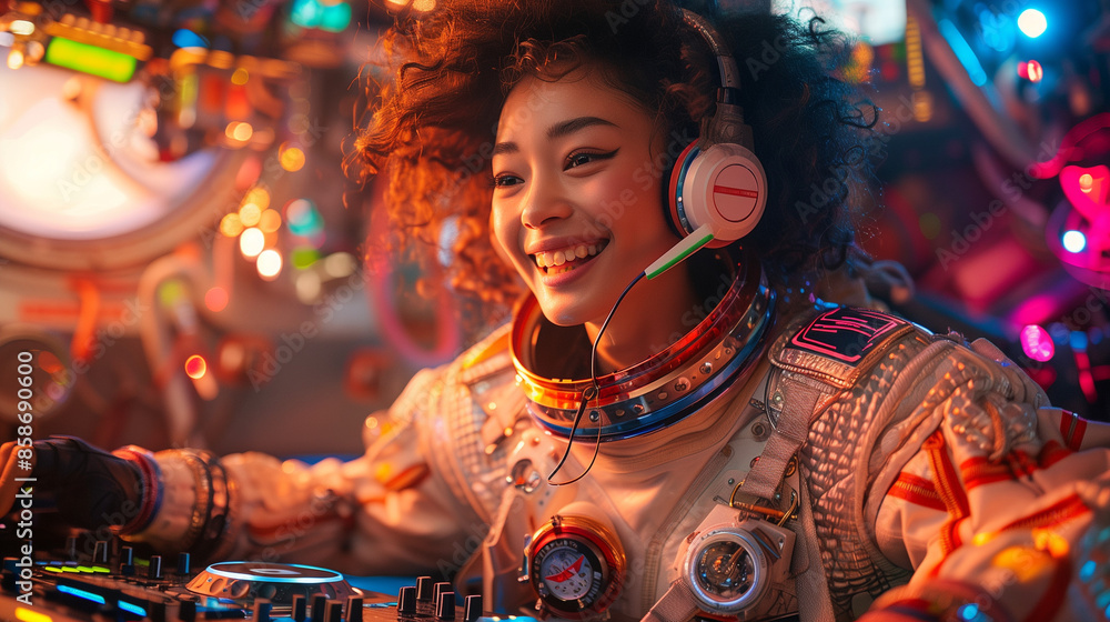 Obraz premium person with headphones on a party