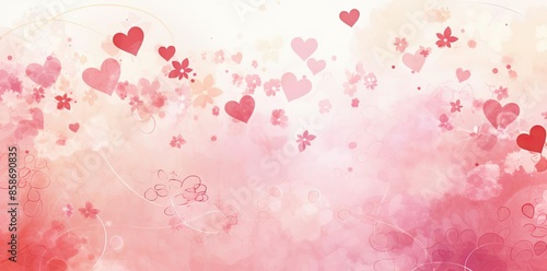 lovebackground wallpaper featuring a variety of hearts and flowers, including pink, red, and pink - and - red hearts, as well as a red and pink flower © Siasart Studio