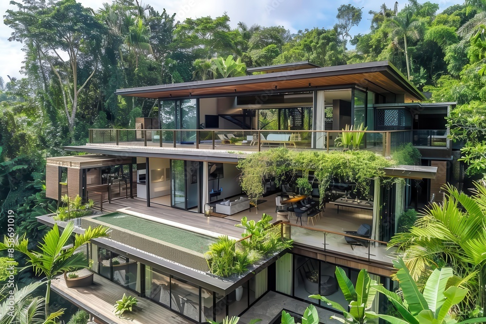 contemporary villa nestled in lush jungle setting harmonious blend of modern architecture and nature contemporary villa nestled in lush jungle setting harmonious blend of modern architecture and nature